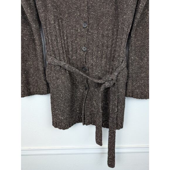 J Crew Cardigan Sweater Longline Wool Blend Heathered Chunky Knit Brown Size M - Picture 4 of 10